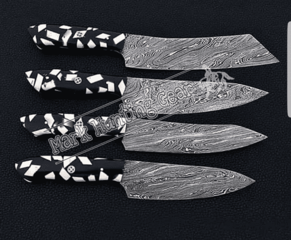 Custom Handmade Damascus Steel Chef Knives set. - Image 1
