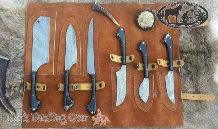 Custom Handmade Damascus Steel Chef Knives Set. - Image 1