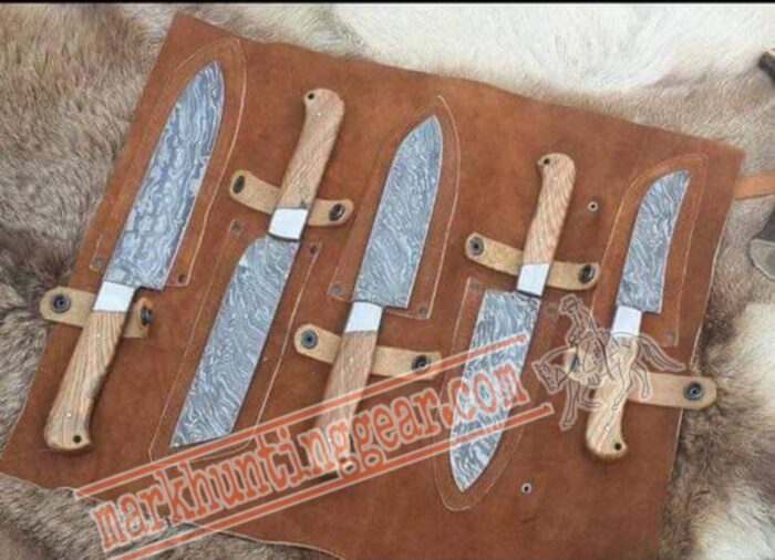 Custom Handmade Damascus steel Chef knives Set. - Image 1