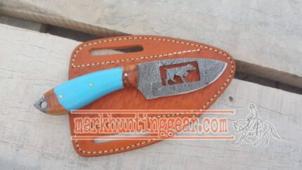 Custom made Damascus Steel Cowboy Skinner Knife