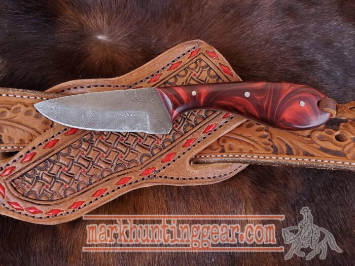 Custom Handmade Damascus Steel Cowboy Skinner Knife - Image 1