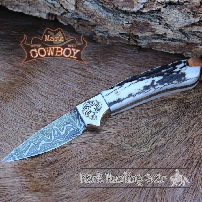 Custom Hamdmade Damascus Steel Cowboy Skinner knife - Image 1