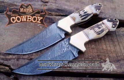 Custom made Damascus Steel Cowboy Skinner Knife Set
