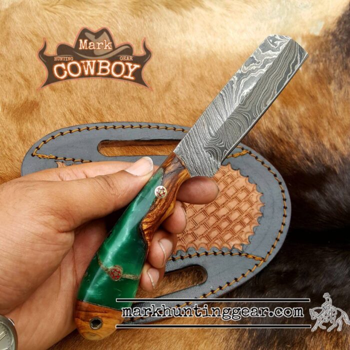 Custom made Damascus Steel Cowboy Bull Cutter Knife - Image 1
