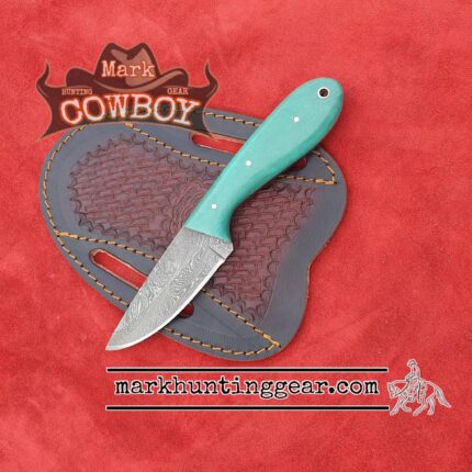 Custom made Damascus Steel Cowboy Skinner Knife