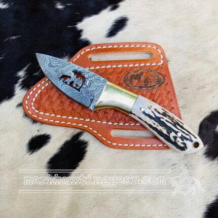 Custom made Damascus Steel Cowboy Skinner Knife