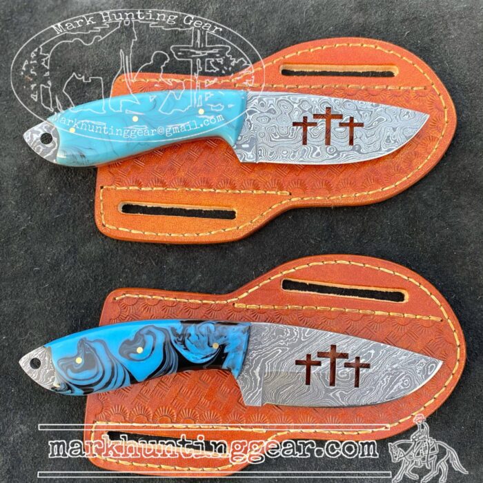 Custom made Damascus Steel Cowboy Skinner Knife Set - Image 1