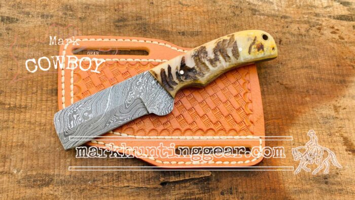 Custom Made Damascus Steel Cowboy Bull cutter knife - Image 1