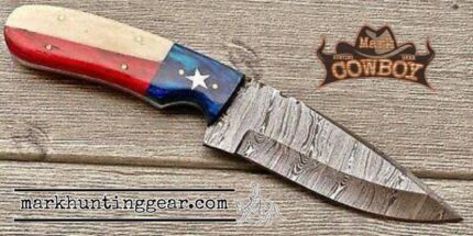 Custom made Damascus Steel Cowboy Skinner Knife