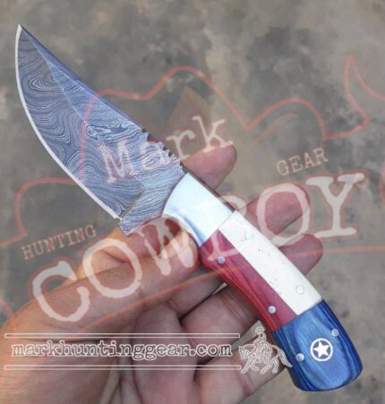 Custom Made Damascus Steel Cowboy Skinner Knife