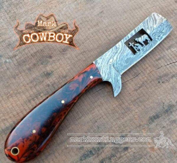 Custom made Damascus Steel Cowboy Bull Cutter Knife - Image 1