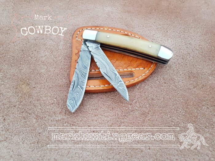 Custom Made Damascus Steel Cowboy Folding knife... - Image 1