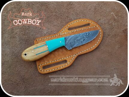 Custom Handmade Damascus Steel Cowboy Skinner Knife....