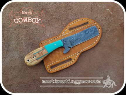 Custom Handmade Damascus Steel Cowboy Bull Cutter Knife...