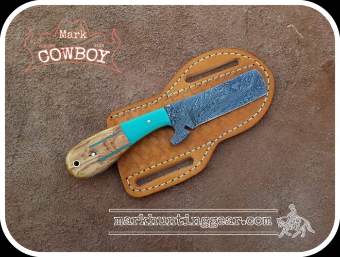 Custom Handmade Damascus Steel Cowboy Bull Cutter Knife... - Image 1