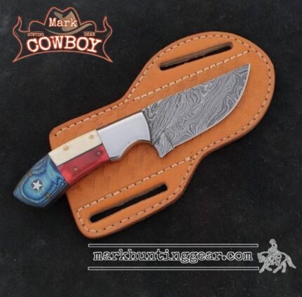 Custom Handmade Damascus Steel Cowboy Skinner Knife...