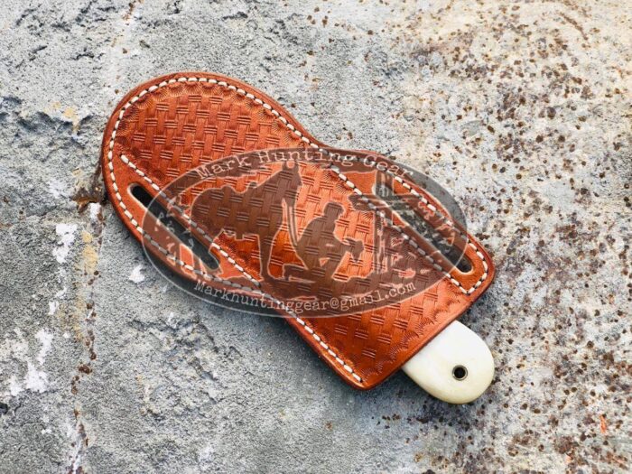 Custom Handmade Damascus Steel Cowboy Bull Cutter Knife… - Image 3