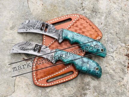 Custom Handmade Damascus Steel Lineman knives Set…
