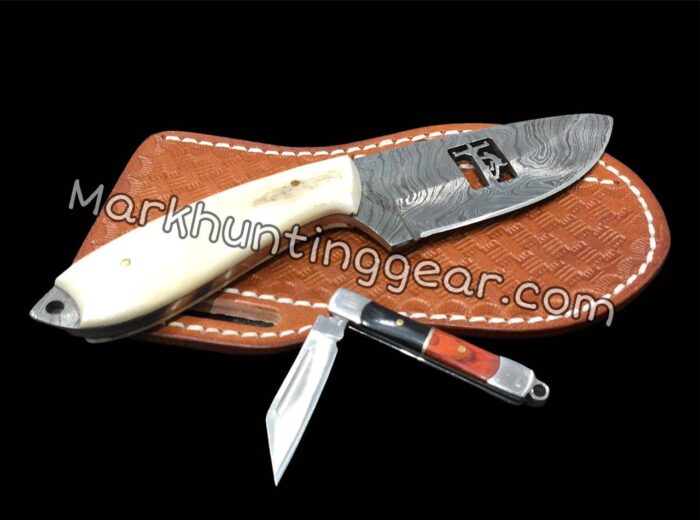 Custom Handmade Damascus Steel Lineman & Skinner also with a mini pocket Knife free… - Image 1