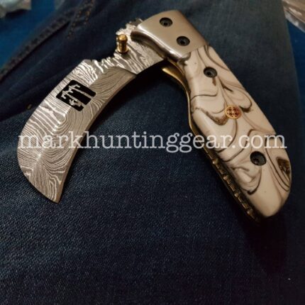 Custom Handmade Damascus Steel Hawkbill Pocket knife…