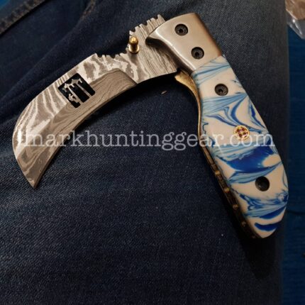 Custom Handmade Damascus Steel Hawkbill Pocket knife…