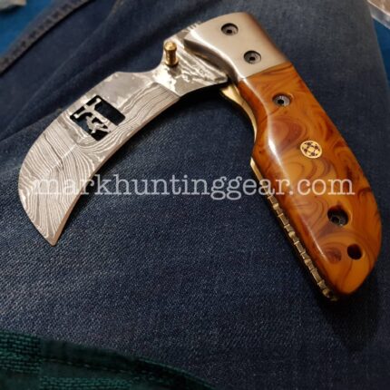 Custom Handmade Damascus Steel Hawkbill Pocket knife…