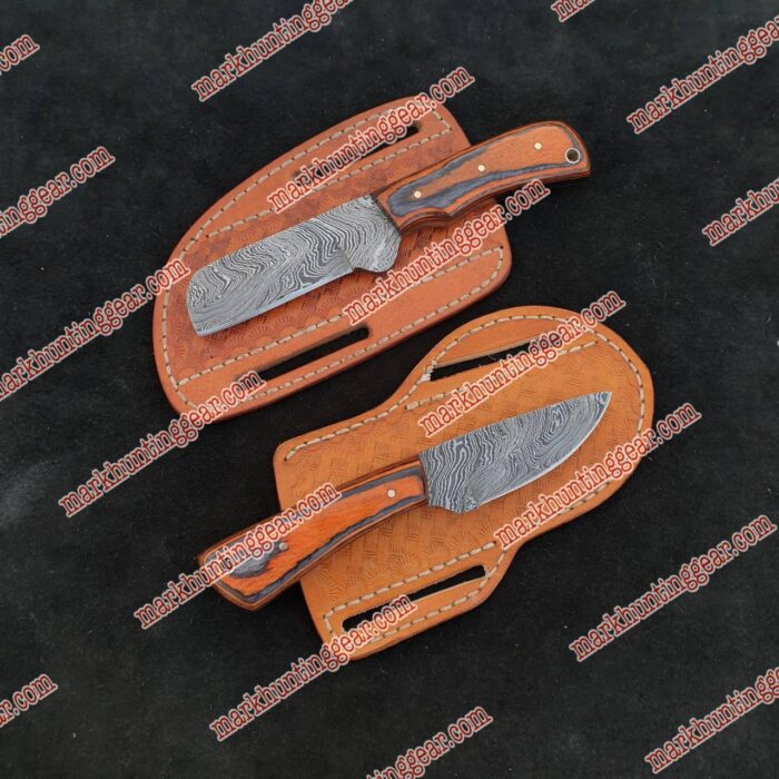 Custom Handmade Damascus Steel Cowboy Skinner & Bull Cutter Knives Set.... - Image 1