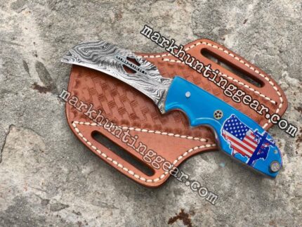 Custom Handmade Damascus Steel HARLEY DAVIDSON  Cut Out Hawkbill Knife...