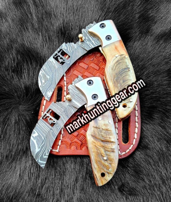 Custom Handmade Damascus Steel Hawkbill Pocket knife… - Image 1