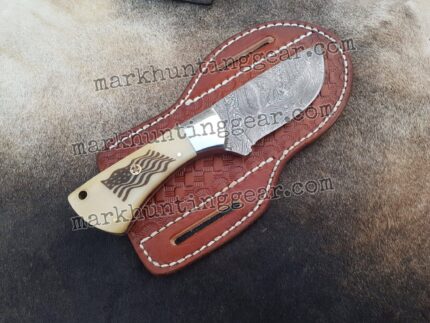 Custom Handmade Damascus Steel Cowboy Skinner Knife...