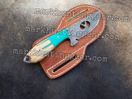 Custom Handmade Damascus Steel Cowboy Skinner Knife...