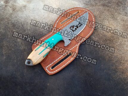 Custom Handmade Damascus Steel Cowboy Skinner Knife...