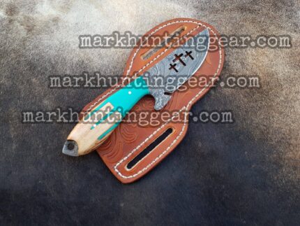 Custom Handmade Damascus Steel Cowboy Skinner Knife...