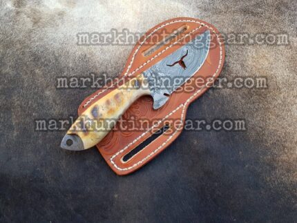 Custom Handmade Damascus Steel Cowboy Skinner Knife. .