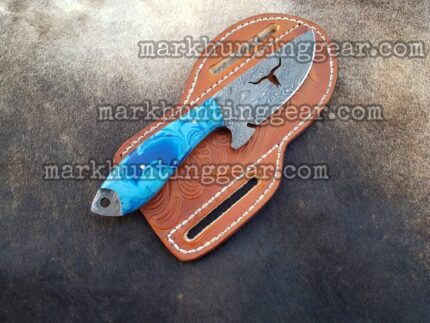 Custom Handmade Damascus Steel Cowboy Skinner Knife...