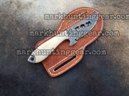 Custom Handmade Damascus Steel Cowboy Skinner Knife...