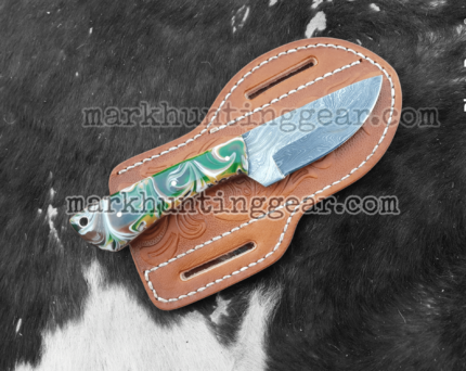 Custom Handmade Damascus Steel Cowboy Skinner Knife...