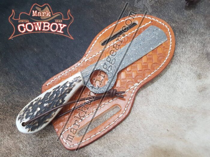 Custom Handmade Damascus Steel Bull Cutter Knife... - Image 1