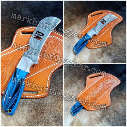 Custom Handmade Damascus Steel Hawkbill Lineman Knife(2022)