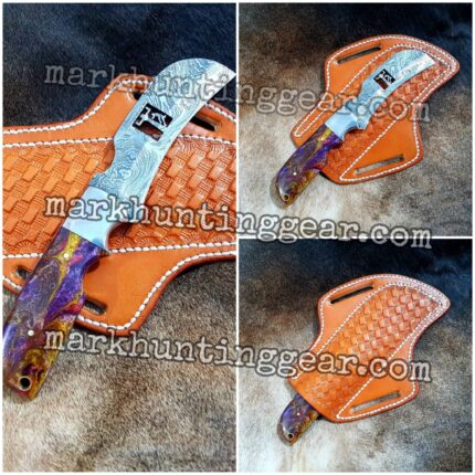 Custom Handmade Damascus Steel Hawkbill Lineman Knife(2022)