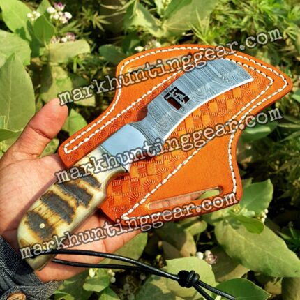 Custom Handmade Damascus Steel Lineman Knife...