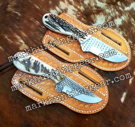 Custom Handmade Resp Steel Cowboy Skinner Knife Pair...
