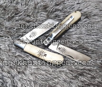 Custom Handmade 440c Stainless Steel Pocket Knife Pair(IBEW)