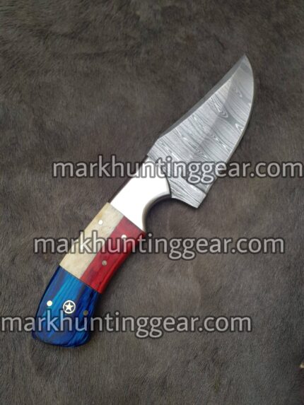 Texas Flag Handel Custom Handmade Damascus Steel Cowboy  Skinner Knife...