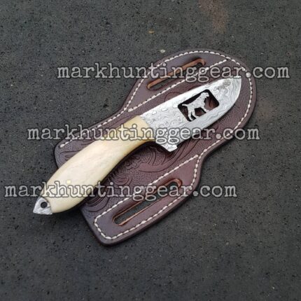 Custom Handmade Damascus Steel Cowboy Skinner Knife...
