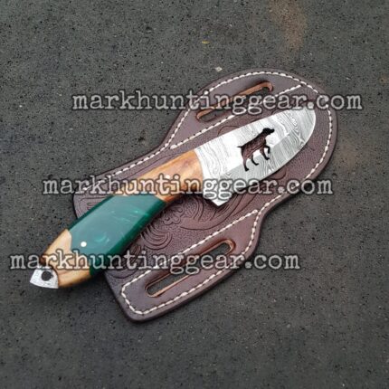 Custom Handmade Damascus Steel Cowboy Skinner Knife