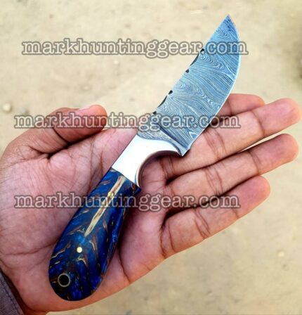 Custom Handmade Damascus Steel Cowboy Skinner Knife...