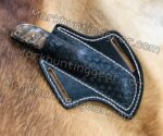 Custom Lineman Knife Made with Damascus Steel Ram Horn Handel. - Image 3