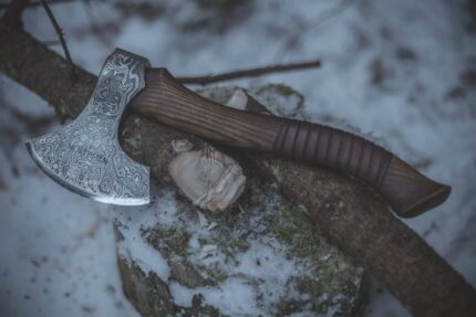 Custom Handmade Damascus Steel Axe.