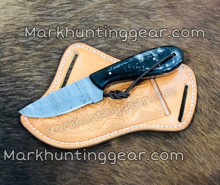 Custom Handmade Damascus Steel Cowboy Skinning Knife. - Image 2